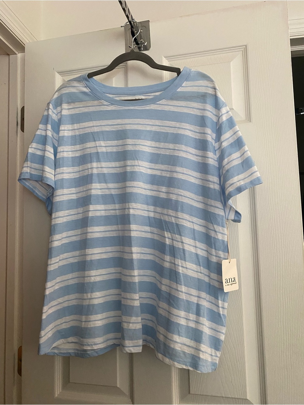 NWT a.n.a. Cotton Blue and White Striped Short Sleeve Tee- 2X